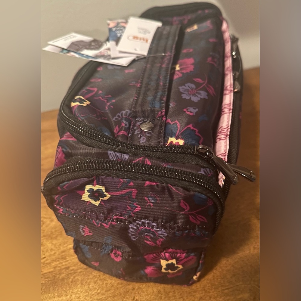 lug Floral Cosmetic Pouch in Black, Purple & Pink